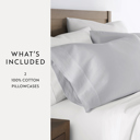 King Light Gray 2-Pack Cotton Pillowcases 300 Thread Count in Essential Colors