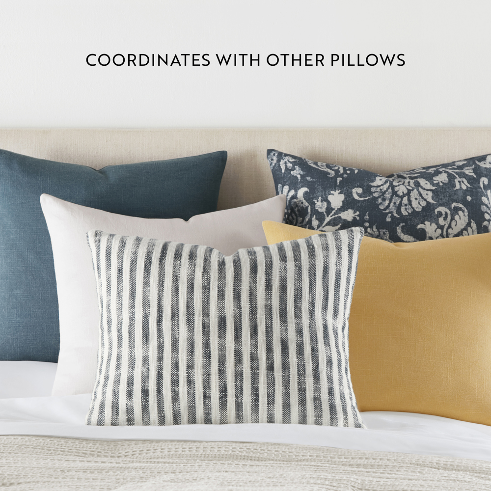 2-Pack Cotton Slub Decor Throw Pillows Solids Mustard & Navy