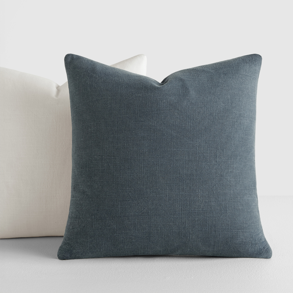 2-Pack Cotton Slub Decor Throw Pillows Solids Navy & White