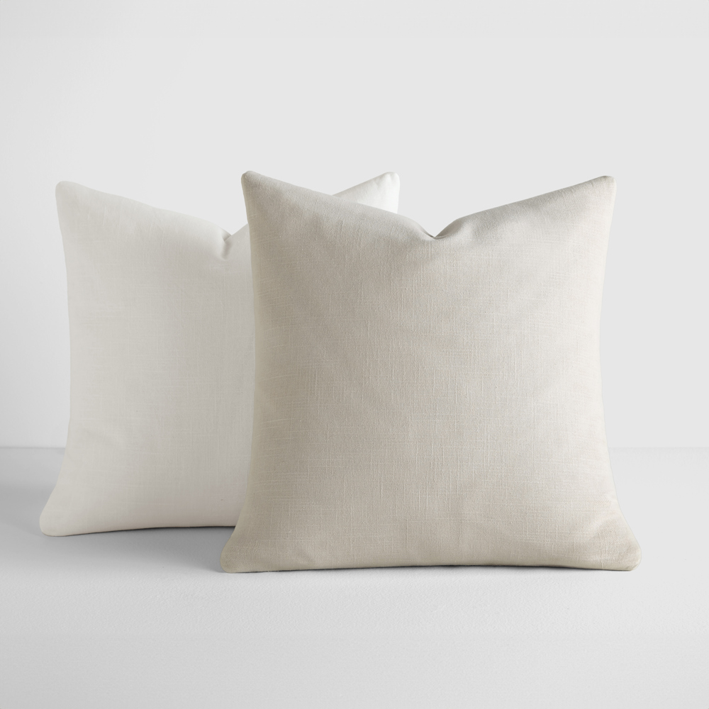 2-Pack Cotton Slub Decor Throw Pillows Solids Natural & White