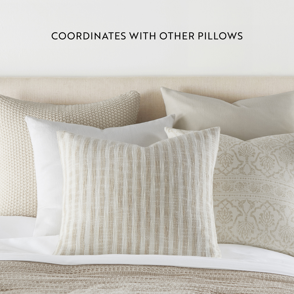 2-Pack Cotton Slub Decor Throw Pillows Solids Natural & White