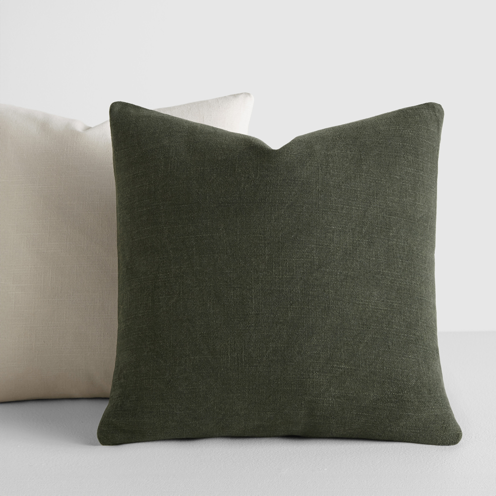 2-Pack Cotton Slub Decor Throw Pillows Solids Olive & Natural