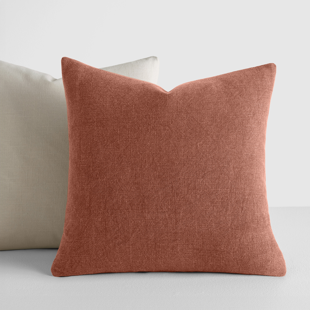 2-Pack Cotton Slub Decor Throw Pillows Solids Terracotta & Natural