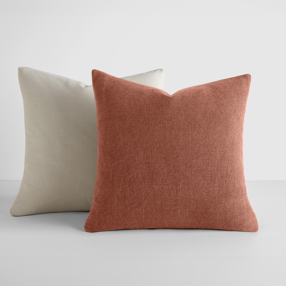 2-Pack Cotton Slub Decor Throw Pillows Solids Terracotta & Natural