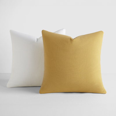 2-Pack Cotton Slub Decor Throw Pillows Solids Mustard & White