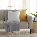  2-Pack Cotton Slub Decor Throw Pillows Solids Mustard & White