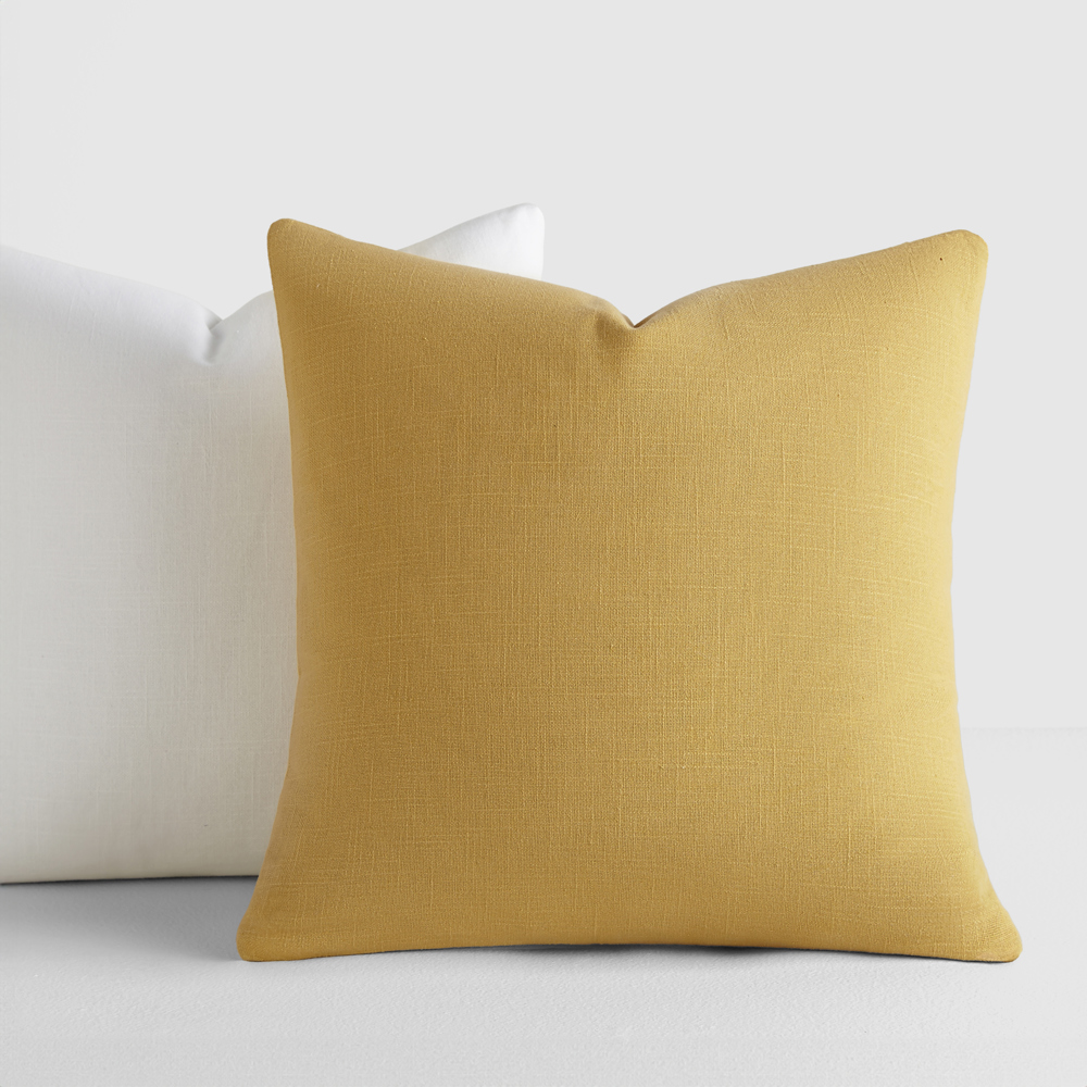 2-Pack Cotton Slub Decor Throw Pillows Solids Mustard & White