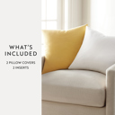  2-Pack Cotton Slub Decor Throw Pillows Solids Mustard & White