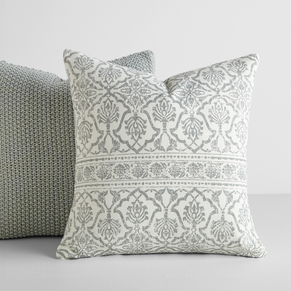 2-Pack Seed Stitch Knit and Cotton Patterned Decor Throw Pillows - Eucalyptus