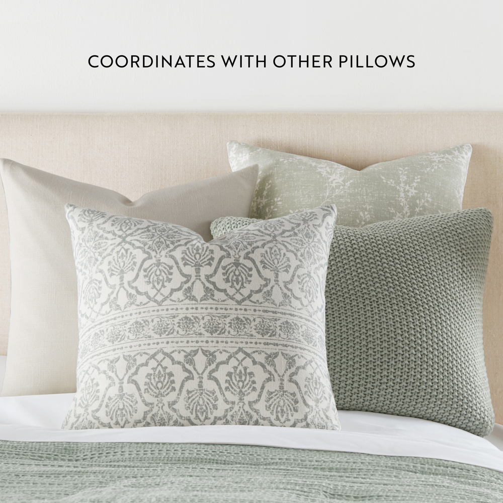 2-Pack Seed Stitch Knit and Cotton Patterned Decor Throw Pillows - Eucalyptus