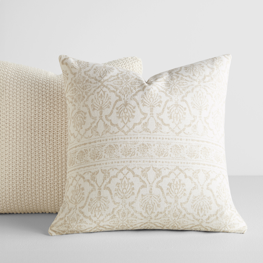 2-Pack Seed Stitch Knit and Cotton Patterned Decor Throw Pillows - Natural