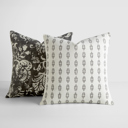  2-Pack Cotton Slub Decor Throw Pillows - Distressed Floral Charcoal