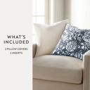  2-Pack Cotton Slub Decor Throw Pillows - Distressed Floral Navy