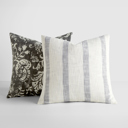  2-Pack Decor Throw Pillows Floral Charcoal and Yarn-Dyed Awning Stripe