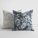  2-Pack Decor Throw Pillows Floral Navy and Yarn-Dyed Bengal Stripe