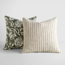  2-Pack Decor Throw Pillows Floral Olive and Yarn-Dyed Bengal Stripe