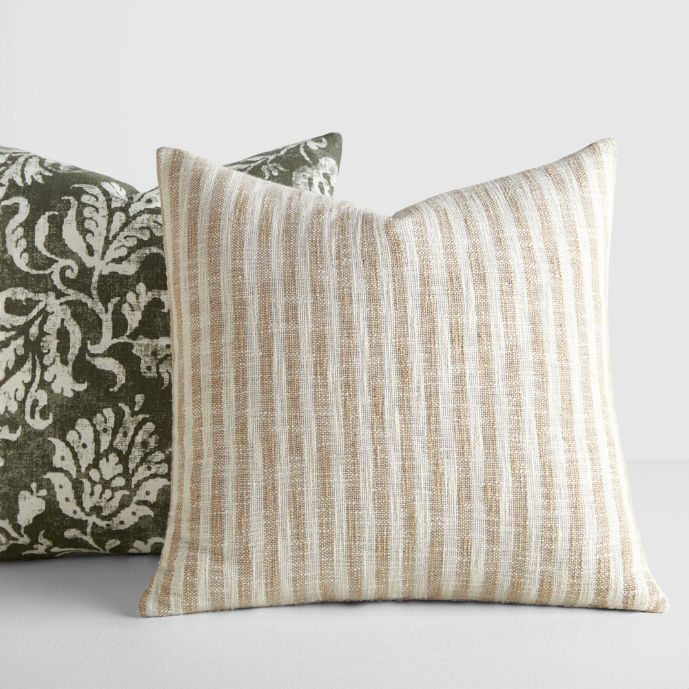 2-Pack Decor Throw Pillows Floral Olive and Yarn-Dyed Bengal Stripe