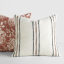  2-Pack Decor Throw Pillows Floral Terracotta and Yarn-Dyed Framed Stripe