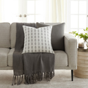  2-Pack Seed Stitch Knit and Cotton Patterned Decor Throw Pillows - Gray