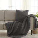 Gray Chunky Throw Blanket and Decor Pillow Bundle