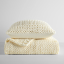 Ivory Chunky Throw Blanket and Decor Pillow Bundle