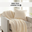 Ivory Chunky Throw Blanket and Decor Pillow Bundle