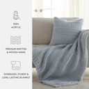 Light Blue Chunky Throw Blanket and Decor Pillow Bundle