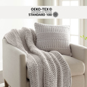 Light Gray Chunky Throw Blanket and Decor Pillow Bundle