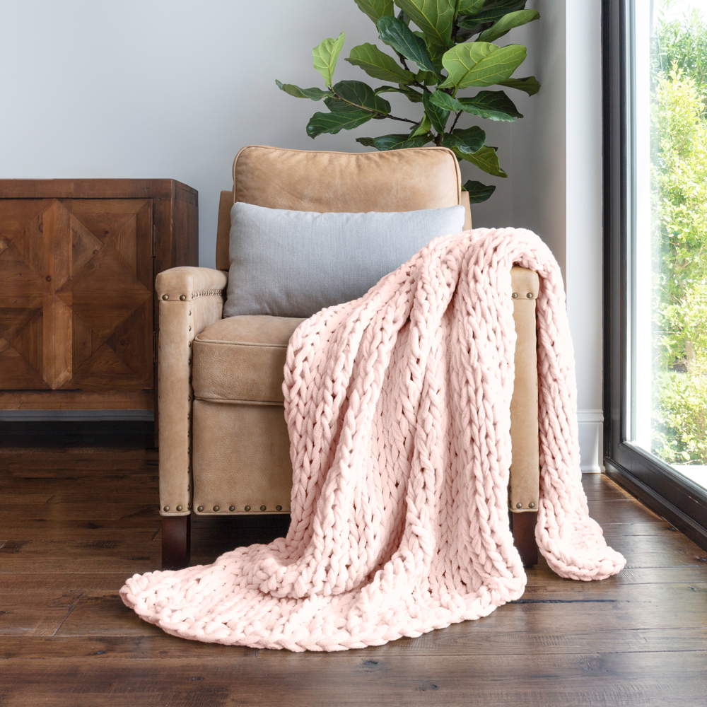 Throw Blanket Chunky Hand-Knit Oversized