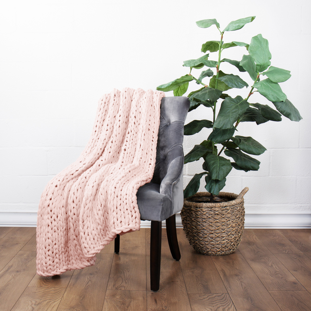 Throw Blanket Chunky Hand-Knit Oversized