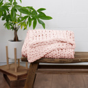 Blush Chunky Knit Throw Blanket Chunky Hand-Knit Oversized