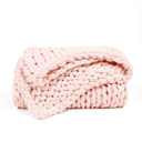 Blush Chunky Knit Throw Blanket Chunky Hand-Knit Oversized