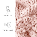 Blush Chunky Knit Throw Blanket Chunky Hand-Knit Oversized