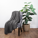 Gray Chunky Knit Throw Blanket Chunky Hand-Knit Oversized