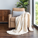 Ivory Chunky Knit Throw Blanket Chunky Hand-Knit Oversized