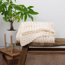 Ivory Chunky Knit Throw Blanket Chunky Hand-Knit Oversized