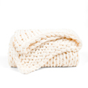 Ivory Chunky Knit Throw Blanket Chunky Hand-Knit Oversized