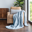 Light Blue Chunky Knit Throw Blanket Chunky Hand-Knit Oversized