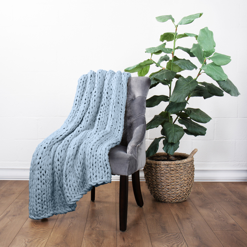 Throw Blanket Chunky Hand-Knit Oversized