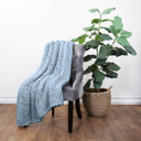 Light Blue Chunky Knit Throw Blanket Chunky Hand-Knit Oversized