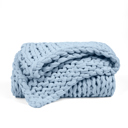 Light Blue Chunky Knit Throw Blanket Chunky Hand-Knit Oversized