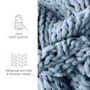 Light Blue Chunky Knit Throw Blanket Chunky Hand-Knit Oversized