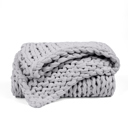 Light Gray Chunky Knit Throw Blanket Chunky Hand-Knit Oversized