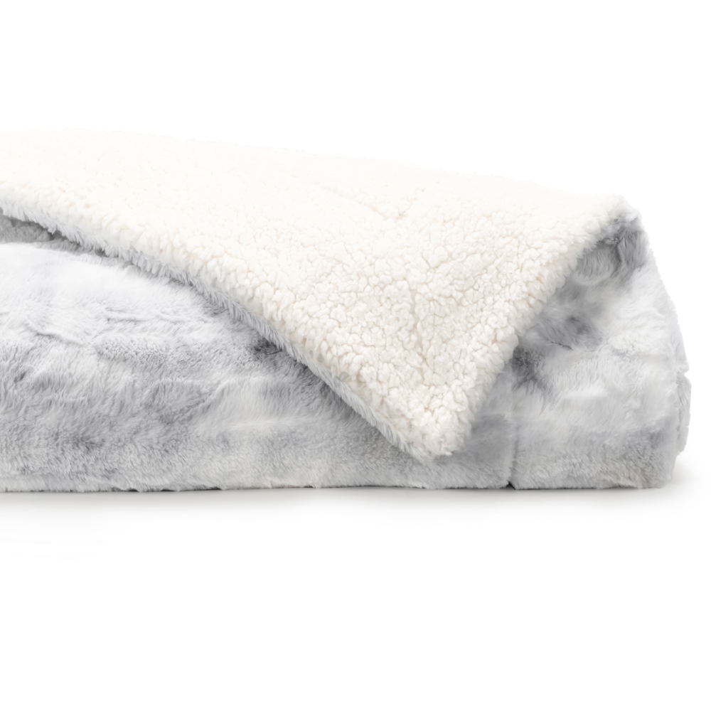 Throw Blanket Faux Fur Light Gray Tie Dye