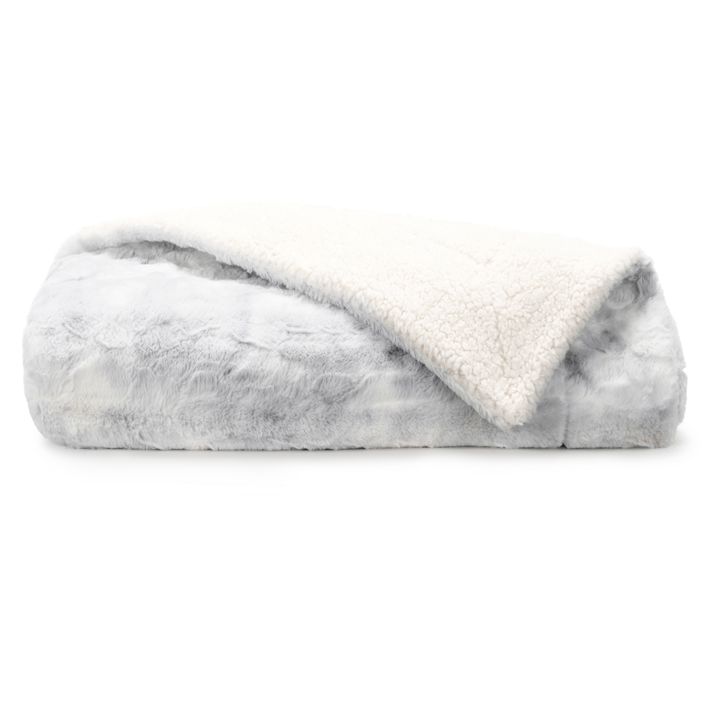 Throw Blanket Faux Fur Light Gray Tie Dye