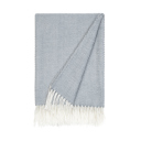 Dusk Blue Throw Blanket Herringbone with Fringed Edges