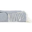 Dusk Blue Throw Blanket Herringbone with Fringed Edges