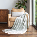 Eucalyptus Throw Blanket Herringbone with Fringed Edges