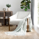 Eucalyptus Throw Blanket Herringbone with Fringed Edges