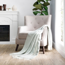 Eucalyptus Throw Blanket Herringbone with Fringed Edges